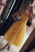 Daffodil Spaghetti Strap Tea Length Tulle Homecoming Dress Midi Prom Dresses - Prom Dresses