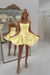 Daffodil Strapless Satin Bubble Homecoming Dress Short with 3D Rose Flower