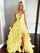 Daffodil Strapless Tiered Ruffle Chiffon Prom Dress Long with Slit