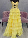 Daffodil Strapless Tiered Ruffle Chiffon Prom Dress Long with Slit