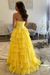 Daffodil Sweetheart Tiered Corset Aline Evening Dress Ruffle Chiffon Prom Dress with Split - Prom Dresses