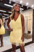 Daffodil V-Neck Backless Tight Short Homecoming Dress with Fringes