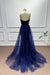 Dark Blue Spaghetti Straps Sequins Mermaid Prom Dress - Prom Dresses