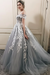Dark Gray Long Tulle Prom with Appliques A Line Off-the-shoulder Formal Dress - Prom Dresses