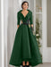V-Neck A-Line Princess Floor-Length Mother of the Bride Dress with 3/4 Sleeves Appliques and Beading
