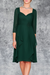 Dark Green 3/4 Sleeves Knee Length Ruffle Chiffon Mother of the Bride Outfits with Lace - Prom Dresses