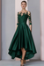 Dark Green Mermaid Satin Hi-Lo Mother of-Bride Dress with Appliques - Prom Dresses