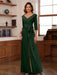 V-Neck Chiffon Jumpsuit with Ruched Detail and 3/4 Sleeves for the Mother