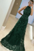 Dark Green A-Line High Neck Sleeveless Floor-Length Lavender Lace Prom Dress - Prom Dresses