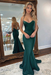 Dark Green Backless Mermaid Prom Dress Long V Neck