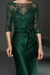 Dark Green Bateau 3/4 Long Sleeves Satin Mother of the Bride Dresses with Lace - Prom Dresses