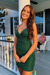 Dark Green Sparkly Beaded Spaghetti Straps Tight Short Homecoming Dress