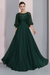 Dark Green Floor-Length A-Line Mother of the Bride Dress with Princess Scoop Neckline