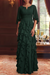 Dark Green Chiffon Mother of the Bride Dress Flutter Sleeves with Cascading Ruffles