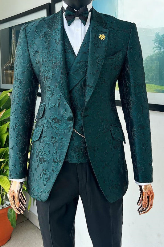 3 Piece Notched Lapel Green Men's Prom Suits