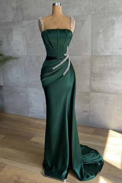 Dark Green glitter evening dresses floor-length Prom Dress - Prom Dresses