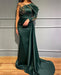 Dark Green Long Sleeves Mermaid Evening Dress with Beads Appliques