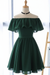Dark Green Off Shoulder Chiffon Homecoming Dress