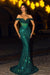 Dark Green Off-the-shoulder Sequins Prom Mermaid Gown