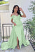 Dark Green Off-the-Shoulder Sweetheart Mermaid Prom Dress with Split and Long Ruffles