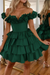 Dark Green Off-the-Shoulder Satin Corset Graduation Dress Short Cocktail Dress
