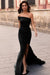 Dark Green One Shoulder Long Mermaid Prom Dress with Split