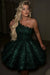 Dark Green One Shoulder Sequins Prom Dress Short Aline Homecoming Dress