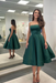 Dark Green Satin Strapless Prom Dress