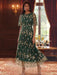 Dark Green Scoop Neck Lace Embroidery Mother of the Bride Dresses Floral
