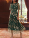 Dark Green Scoop Neck Lace Embroidery Mother of the Bride Dresses Floral