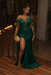 Dark Green Sequins Prom Dress Asymmetric Mermaid Evening Gown with Tassels