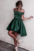Dark Green Sexy Off the Shoulder Prom Simple Short Homecoming Dress - Prom Dresses
