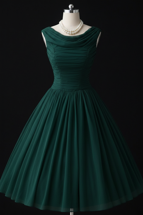 Dark Green Simple A Line Chiffon Short Prom Dresses tulle Homecoming Dresses