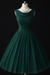 Dark Green Simple A Line Chiffon Short Prom Dresses tulle Homecoming Dresses