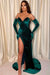Dark Green Sleeveless Front Split Mermaid V-Neck Evening Dress
