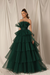 Dark Green Strapless Mermaid Evening Gown with Layers and Sleeveless Design