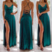 Dark Green Strapless Spaghetti-Straps Front Split Evening Dress Online