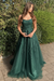Dark Green Stylish Lace Long Prom Dress with Spaghetti Straps