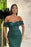 Dark Green Sweetheart Off-The-Shoulder Prom Dress With Appliques Sequins