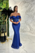 Royal Blue Sweetheart Off-The-Shoulder Prom Dress With Appliques Sequins