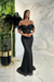 Black Sweetheart Off-The-Shoulder Prom Dress With Appliques Sequins
