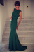 Dark Green Trumpet/Mermaid High Neck Sleeveless Spandex Floor-Length Dresses - Prom Dresses