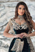 Dark Green Velvet Evening Dress Gold Appliques Side Split Prom Dress with Detachable Train (Copy)