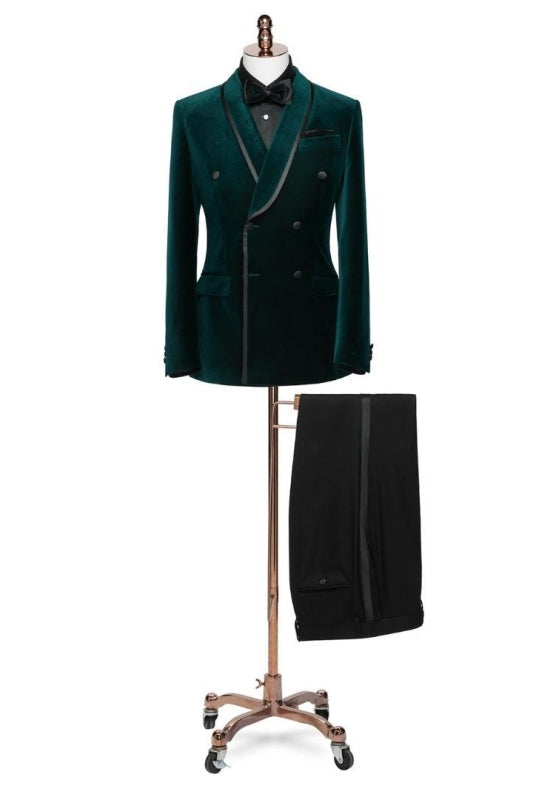 Dark Green Shawl Lapel 3 Piece Men's Wedding Suit