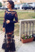Navy Trumpet/Mermaid Bateau Long Sleeves Applique Lace Dresses - Prom Dresses