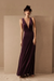 Velour Evening Dress - Dark Plum