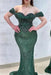 Dazzling Beaded Sweetheart Mermaid Evening Dress Sequins Off-Shoulder Floor-Length Prom Dress with Train - evening dresses