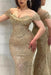 Dazzling Beaded Sweetheart Mermaid Evening Dress Sequins Off-Shoulder Floor-Length Prom Dress with Train - evening dresses