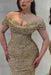 Dazzling Beaded Sweetheart Mermaid Evening Dress Sequins Off-Shoulder Floor-Length Prom Dress with Train - evening dresses