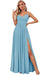 Spaghetti Strap V-Neck Chiffon Bridesmaid Dress with Slit